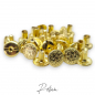 Preview: Buchschrauben FLORAL Gold 9mm Schaft 100 Set