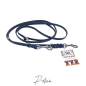 Preview: 3fach verstellbare Fettlederleine, Silber Karabiner