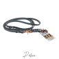 Preview: 3fach verstellbare Fettlederleine, Rosegold SCHERENkarabiner