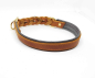 Preview: Fettleder Zugstop-Halsband geflochten & unterlegt, EDELSTAHL