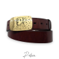 Preview: Gürtel mit Gürtelschnalle Wechselschnalle Messing Rhodesian Ridgeback 40er - Einzelstück