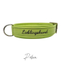 Preview: Lederhalsband 'Rosi'  beschriftet Wunschtext - lindgrün