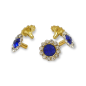 Preview: Blumen-Strassnieten Blau goldene Fassung 11mm (56)