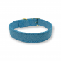 Preview: Lederhalsband blue Bubbles, Messingbeschlag
