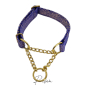 Preview: Blaugoldenes Zugstophalsband mit Kette, verstellbar