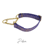 Preview: Blaugoldenes Zugstophalsband mit Kette, verstellbar