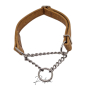 Preview: Mittelbraunes Zugstophalsband mit Kette, verstellbar Cognac