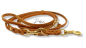 Preview: 3fach verstellbare Fettlederleine, Messing Karabiner