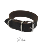 Preview: Fettleder Halsband Rollschnalle Edelstahl - zeitlos