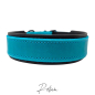 Preview: Fettleder Halsband "Cody" Rollschnalle schwarz mit Unterlegung