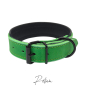 Preview: Fettleder Halsband "Cody" Rollschnalle schwarz mit Unterlegung