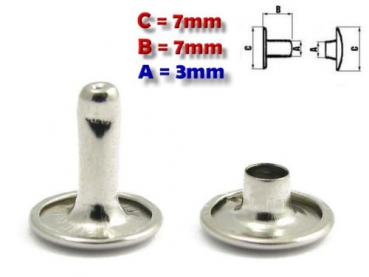 Doppelhohlnieten 7 x 7mm silber 100 Set