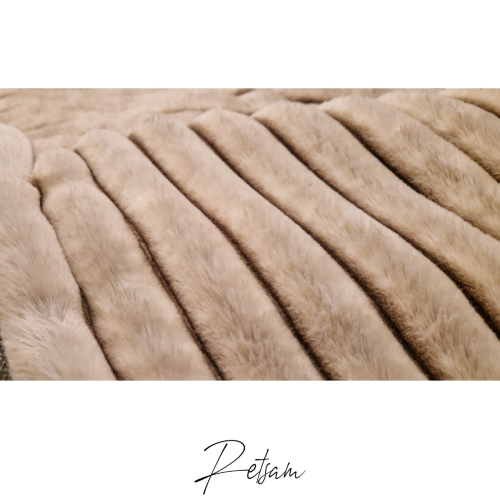 Kuscheldecke BigRip mit Kunstleder beige Hundedecke breite Rippen Wellnessfleece