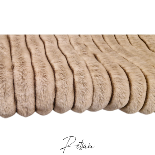 Kuscheldecke BigRip mit Kunstleder beige Hundedecke breite Rippen Wellnessfleece
