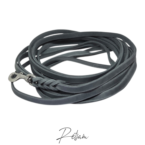 Fettlederleine, 8m Länge, Edelstahl Karabiner ohne Handschlaufe