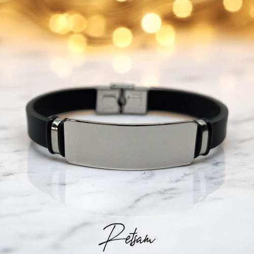 Armband "eigenes Logo / Text" Edelstahl Silber