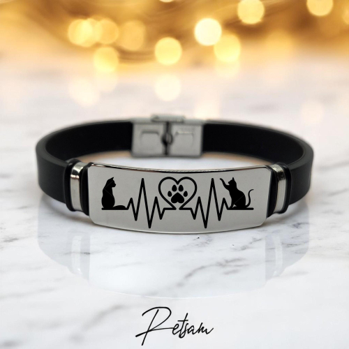 Armband Heartbeat Katze Love Edelstahl Silber (2)