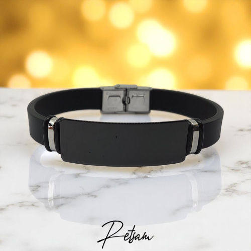 Armband "eigenes Logo / Text" Edelstahl Schwarz
