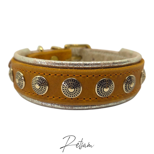 Fettleder Halsband- & Leinenset *Atlantis* Gold