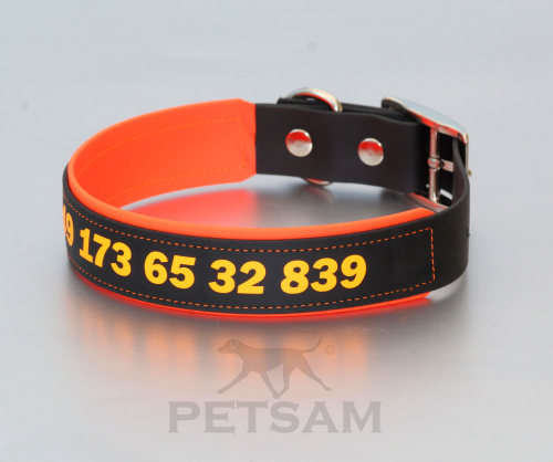 Biothane® Halsband 32mm, mit 38mm unterlegt - mit Beschriftung / Logo