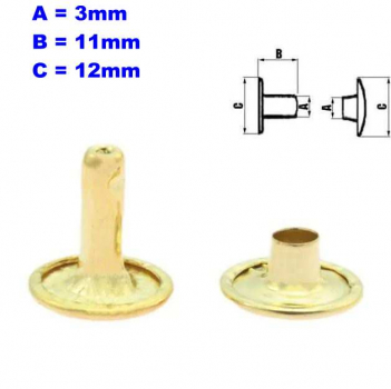 Doppelhohlnieten 12 x 12mm Gold 100 Set