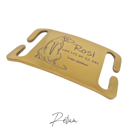 Edelstahlschild GOLD fürs Halsband - gelasert nach Wunsch - Dog tag