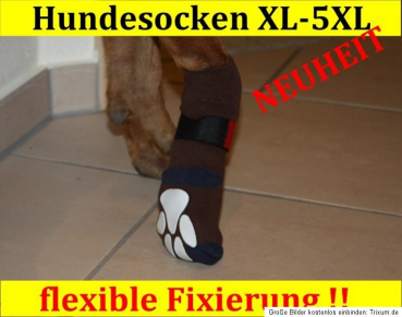 **Gr. L** FlexSocken PETSAM® BRAUN Anti-Rutschsocken mit Fixierung Klettverschluss Hundesocken
