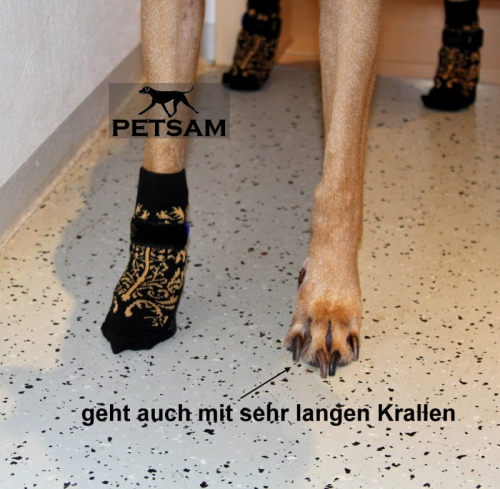 FlexSocken PETSAM® SCHWARZMUSTER Anti-Rutschsocken mit Fixierung Klettverschluss Hundesocken