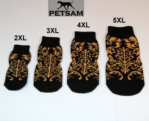 FlexSocken PETSAM® SCHWARZMUSTER Anti-Rutschsocken mit Fixierung Klettverschluss Hundesocken