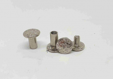 Buchschrauben FLORAL Silber 9mm Schaft 100 Set