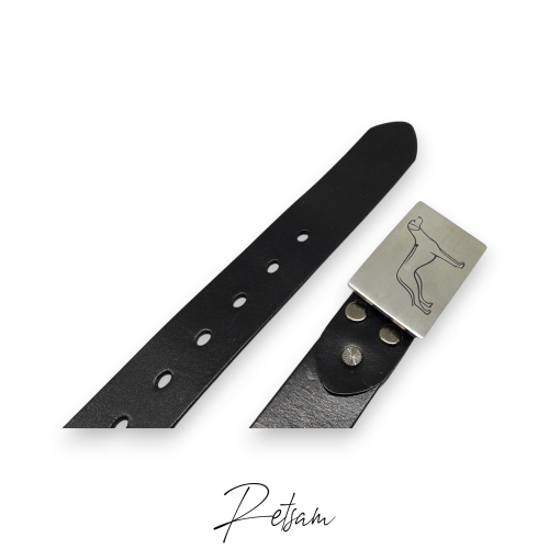 Preview: Gürtel mit Gürtelschnalle Wechselschnalle Edelstahl Rhodesian Ridgeback Stand 40er