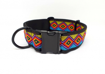 Halsband "Afrika Zacken" Webband 40mm Steckschnalle schwarz Metall