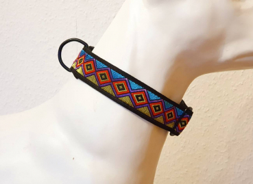 Halsband "Afrika Zacken" Webband 25mm Alumax satiniert