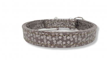 Lederhalsband Pünktchen, Edelstahlbeschlag
