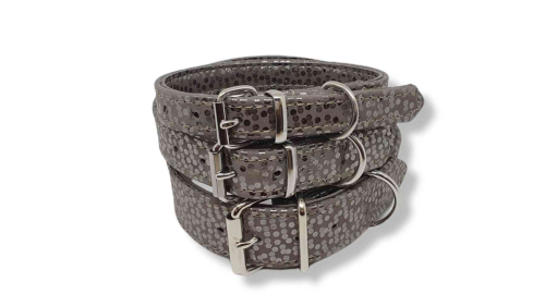 Lederhalsband Pünktchen, Edelstahlbeschlag