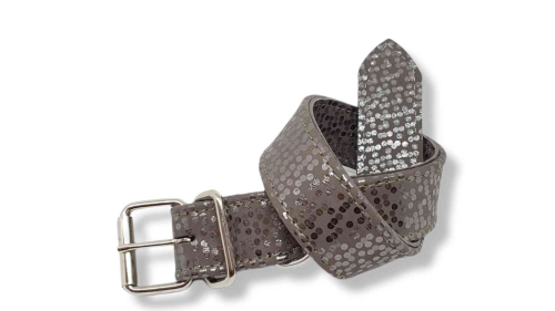 Lederhalsband Pünktchen, Edelstahlbeschlag