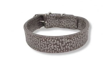 Lederhalsband Pünktchen, Edelstahlbeschlag