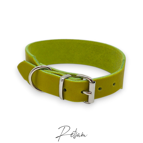 Preview: Fettleder Halsband verjüngt Edelstahl Rollschnalle 40/25 - zeitlos