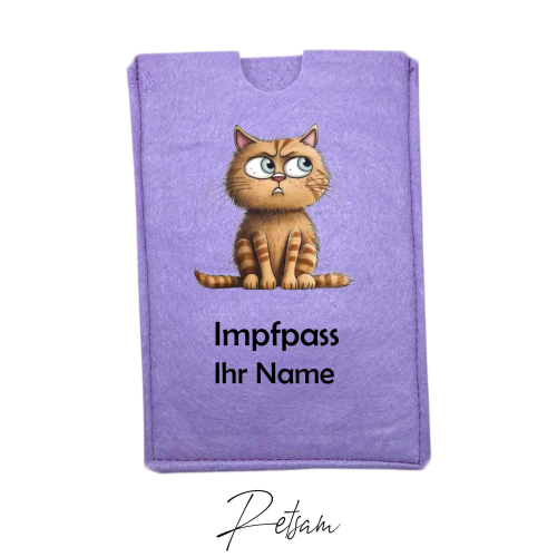 Impfpass-Hülle Filz Katze Flieder / Ihr Name