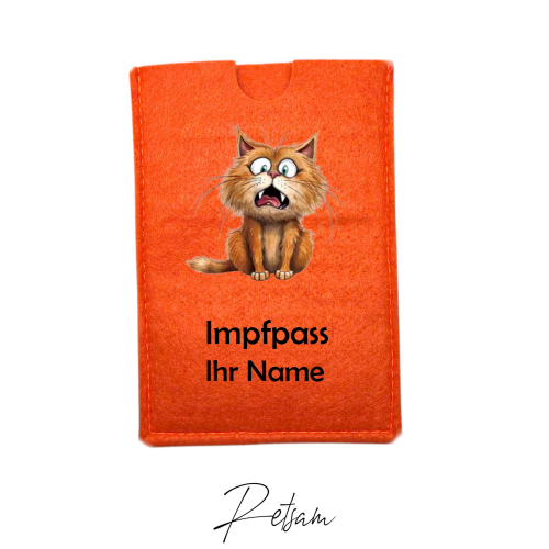 Impfpass-Hülle Filz Katze Orange / Ihr Name