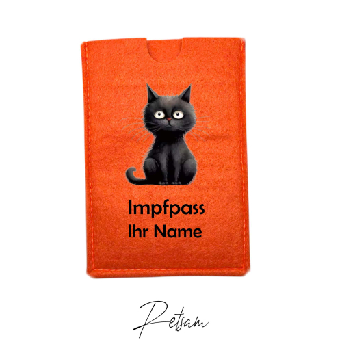 Impfpass-Hülle Filz Katze Orange / Ihr Name