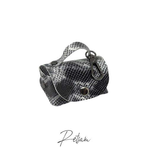 Kacktüten-Tasche Schlange schwarzgrau Leder (20)