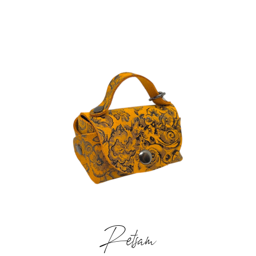 Kacktüten-Tasche orange Flower VelourLeder (77)