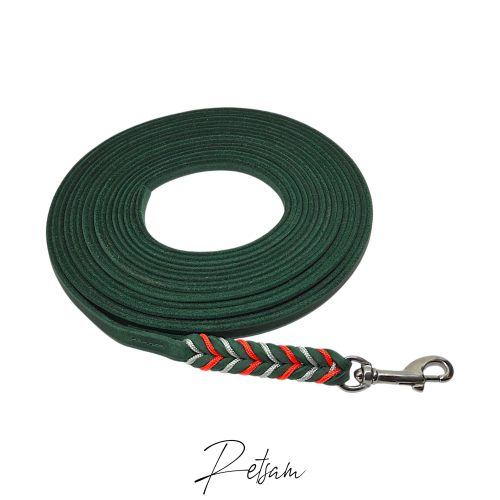 Paracord Trailingleine 7,5m Länge Fettleder & Messingbeschlag MIT Handschlaufe Mantrailing