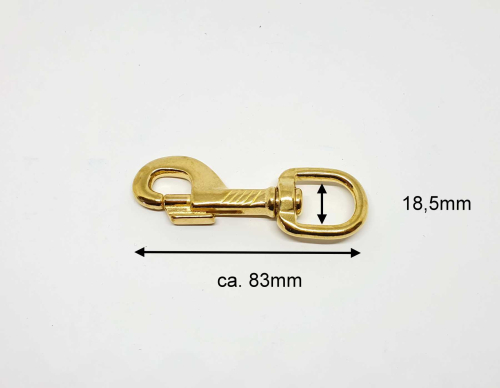 Karabiner Messing "Riffel" für bis 18mm Bandbreite kräftig