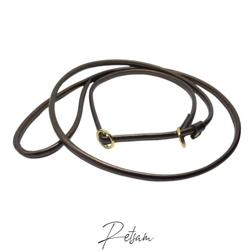 Moxonleine Agilityleine Leder, rundgenäht aus einem Stück, Retrieverleine Braun-Bronze