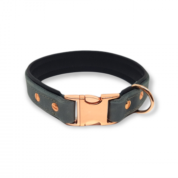 Fettleder Halsband Rosegold Steckverschluss AluMax