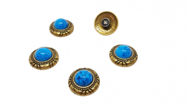 Concho ca.21mm "kroenig" Altmessing mit blauem Stein