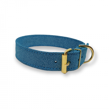 Lederhalsband blue Bubbles, Messingbeschlag
