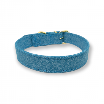 Lederhalsband blue Bubbles, Messingbeschlag